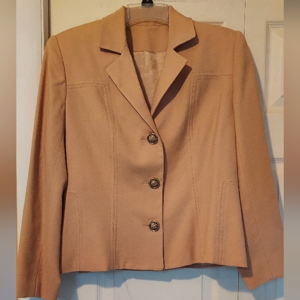 Vintage Gever Originals Jacket Blazer Pebble Tan Button Front Size 8 Wool Tags